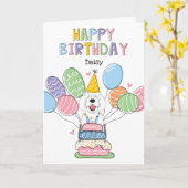 Grijs & Wit Sheepadoodle Hond Gelukkige Verjaardag Kaart (Gele Bloem)