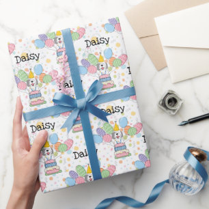 Grijs & Wit Sheepadoodle Hond Verjaardag Cadeaupapier