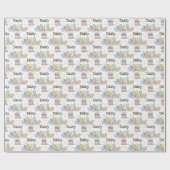 Grijs & Wit Sheepadoodle Hond Verjaardag Cadeaupapier (Vlak)