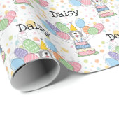 Grijs & Wit Sheepadoodle Hond Verjaardag Cadeaupapier (Rol Hoek)