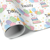 Grijs & Wit Sheepadoodle Hond Verjaardag Cadeaupapier (Rol Hoek)