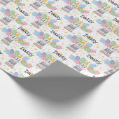 Grijs & Wit Sheepadoodle Hond Verjaardag Cadeaupapier (Hoek)