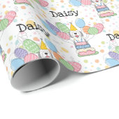 Grijs & Wit Sheepadoodle Hond Verjaardag Cadeaupapier (Rol Hoek)