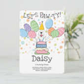 Grijs & Wit Sheepadoodle Hond Verjaardagsfeest Kaart (Staand voorkant)