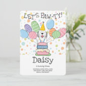 Grijs & Wit Sheepadoodle Hond Verjaardagsfeest Kaart (Staand voorkant)