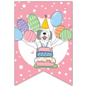 Grijs & Wit Sheepadoodle Hond Verjaardagsfeest Vlaggetjes (Eerste vlag)