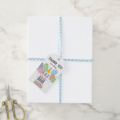 Grijs Wit Sheepadoodle Hond Verjaardagsfeestje Cadeaulabel (Met Touw)