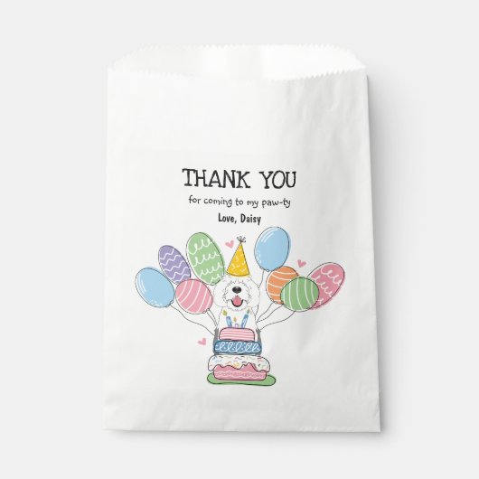 Grijs & Wit Sheepadoodle Verjaardagsfeest Bedankzakje (Voorkant)