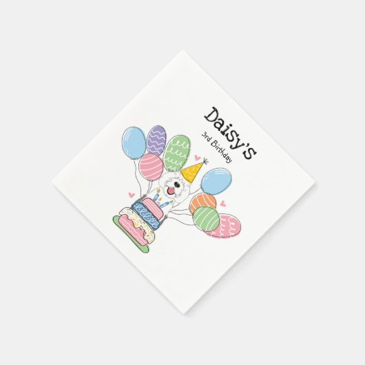 Grijs & Wit Sheepadoodle Verjaardagsfeestpapier Servet (Hoek)