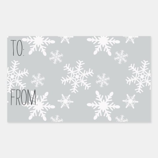 Grijs Wit Sneeuwvlokken Gift Label (Voorkant)