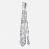 Grijs wit sneeuwvlokpatroon Vakkerkerststropdas Stropdas (Voorkant)