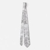 Grijs wit sneeuwvlokpatroon Vakkerkerststropdas Stropdas (Achterkant)