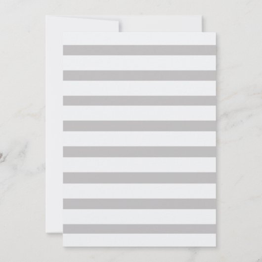 Grijs Wit Snoep Strepen Leuk Strand Bruiloft Kaart (Achterkant)