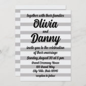 Grijs Wit Snoep Strepen Leuk Strand Bruiloft Kaart (Voorkant / Achterkant)