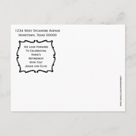  Grijs Wit sparen de Partij van de Pensionering va Aankondigingskaart (Achterkant)