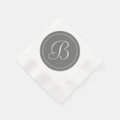 Grijs/Wit Stip Monogram Servetten (Hoek)