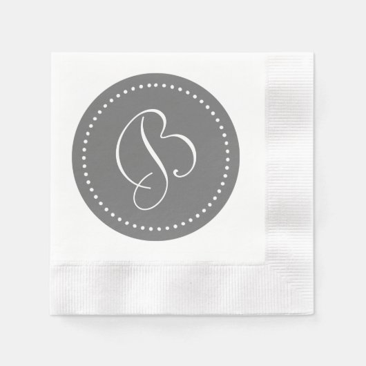Grijs/Wit Stip Monogram Servetten (Voorkant)