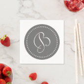 Grijs/Wit Stip Monogram Servetten (Insitu)