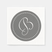 Grijs/Wit Stip Monogram Servetten (Voorkant)
