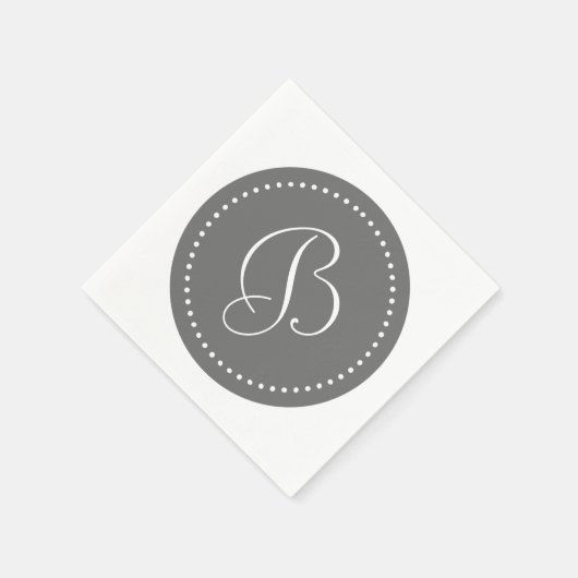 Grijs/Wit Stip Monogram Servetten (Hoek)