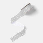 Grijs Wit Stippen Grosgrain Lint (Achterkant)