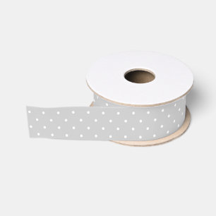 Grijs Wit Stippen Grosgrain Lint
