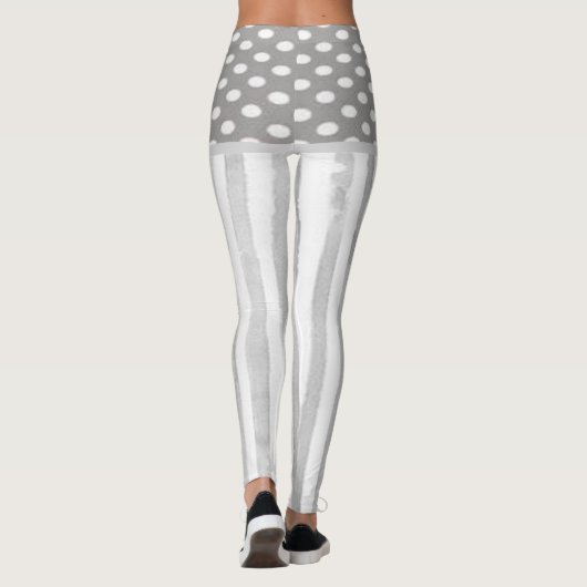 Grijs Wit Streep Circles Leggings (Achterkant)