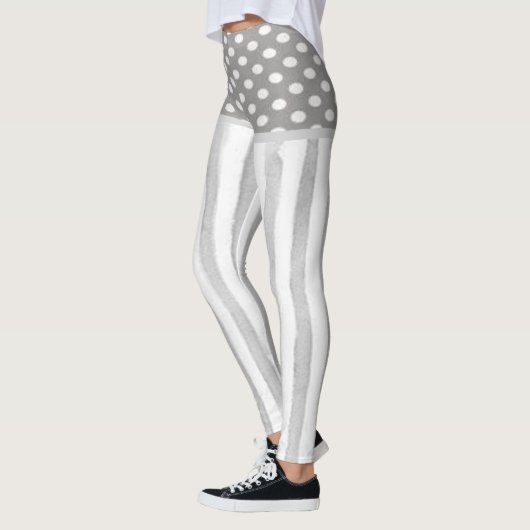 Grijs Wit Streep Circles Leggings (Links)