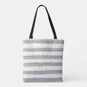 Grijs, wit, strepen, gouden Confetti Canvas tas (Achterkant)