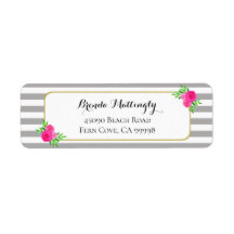  Grijs Wit Strepen Roze Waterverf Bloemen