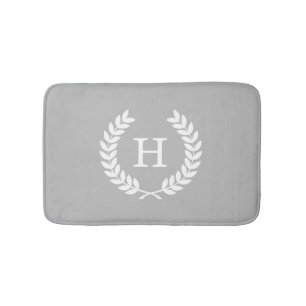 Grijs Wit Tarwe Lauwerkrans Initiële Monogram Badmat