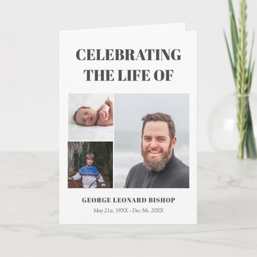 Grijs Wit Viering van het Leven Fotoprogramma Programma (Voorkant)