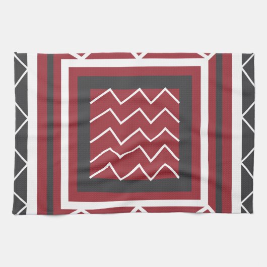 Grijs wit vierkant Chevron Stripe Patroon Theedoek (Horizontaal)