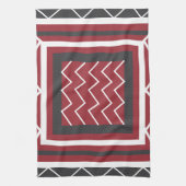 Grijs wit vierkant Chevron Stripe Patroon Theedoek (Verticaal)