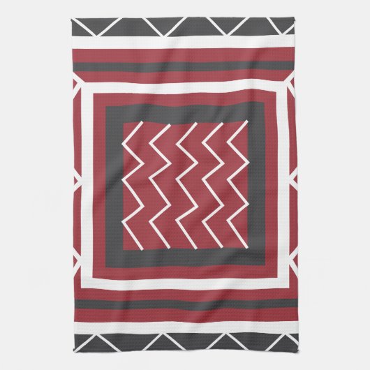 Grijs wit vierkant Chevron Stripe Patroon Theedoek (Verticaal)