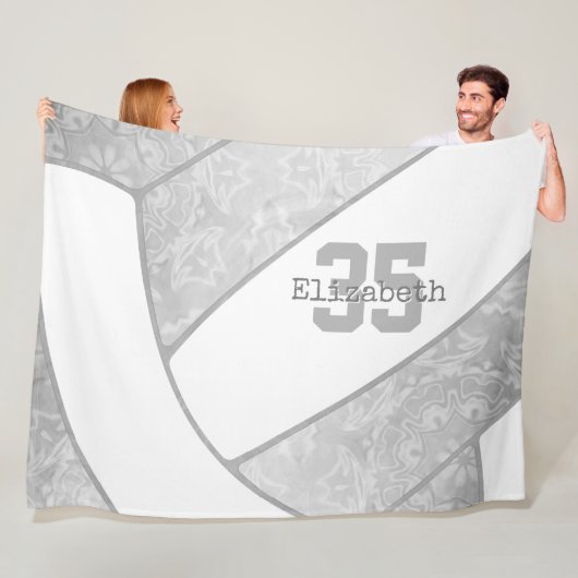 grijs wit volleybalsportdecor fleece bl deken (In situ)