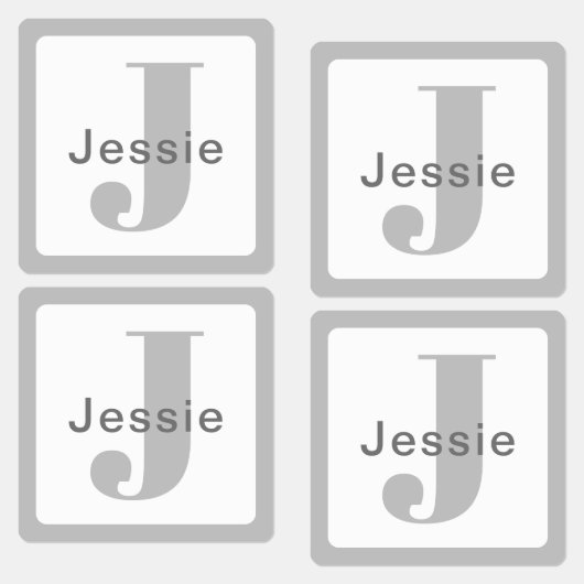 Grijs & Wit | Waterdichte naam en monogram Labels (Groep)