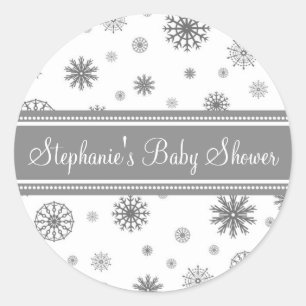 Grijs Wit Winter Baby shower Favor Stickers