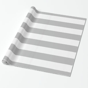 Grijs, Wit XL Strepen Patroon Cadeaupapier