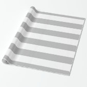 Grijs, wit XL Stripes Patroon Cadeaupapier (Uitgerold)