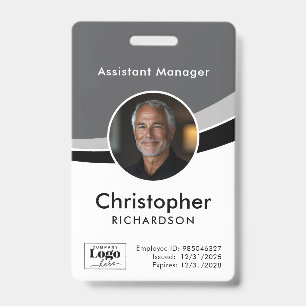 Grijs Wit Zwart Bedrijfs Personeel Foto ID Badge