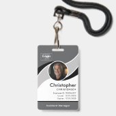 Grijs Wit Zwart Bedrijfs Personeels ID Badge (Voorzijde met lanyard)