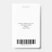 Grijs Wit Zwart Bedrijfs Personeels ID Badge (Achterkant)