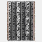 Grijs Wit Zwart Grieks Key Fret Patroon Design Deken (Voorkant Verticaal)