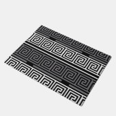 Grijs Wit Zwart Grieks Key Fret Patroon Design Deurmat (Schuin)