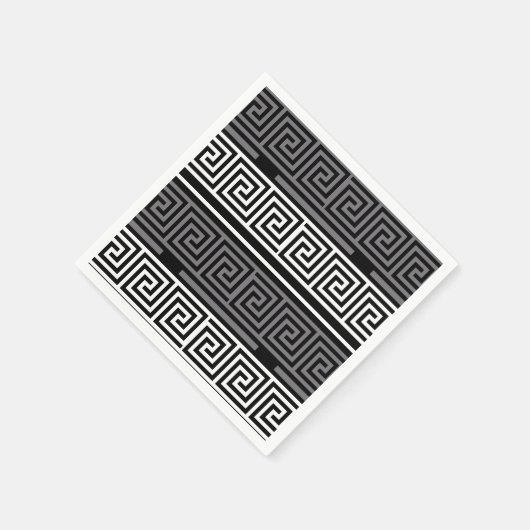 Grijs Wit Zwart Grieks Key Fret Patroon Design Servet (Hoek)