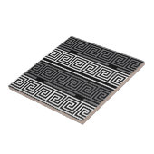 Grijs Wit Zwart Grieks Key Fret Patroon Design Tegeltje (Zijkant)