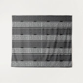 Grijs Wit Zwart Grieks Key Fret Patroon Design Wandkleed (Voorkant (horizontaal))