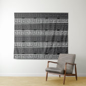 Grijs Wit Zwart Grieks Key Fret Patroon Design Wandkleed (In Situ (horizontaal))