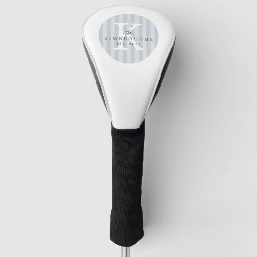 Grijs Witte Aangepaste Gestreepte Cirkel Familiemo Golfheadcover (Voorkant)